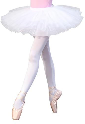 Mjjsk Tutu-Röcke für Mädchen, Tüll, flauschig, Ballett, Tanz, Prinzessin, Geburtstag, Party, Abschlussball, Netzstoff, mehrlagig, Festival, ausgefallenes Tutu, 02 Weiß, 8-12 Jahre