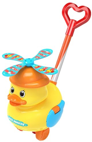 DucklingStep Walker – Giocattolo da spingere per bambini piccoli, design a forma di papera gialla, funzione di ausilio per la deambulazione per l'apprendimento precoce | Suoni ciarlatani Movimento