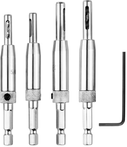 4PCS Self Centering Drill Bit Set, Hinge Drill Bit, Self Centering Drills Bi t Tool, Hinge Bits,High Speed Steel Drills Bits For Hinges Handles Drawers Wood Door Window Cabinet Woodworking