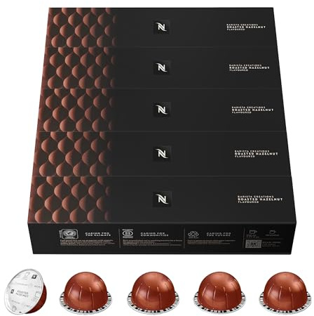 Nespresso Vertuo - Assortiment Roasted Hazelnut - 50 Capsules Café | Compatible avec machines Nespresso Vertuo - Café noisette pour recettes gourmandes avec ou sans lait
