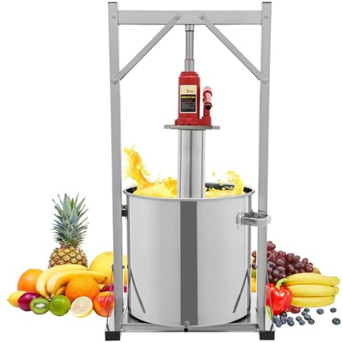 Pressa idraulica in acciaio inossidabile per frutta e vino per la produzione di succhi fai da te, capacità 22 l, frantoio manuale per uva, sidro, verdure