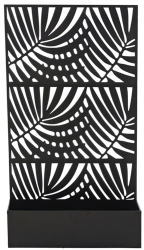 Fioriera con spalliera graticola rettangolare alta cm 173x92 in Metallo nero Separè divisorio vaso Decorativo per Piante Rampicanti Design Geometrico Moderno per Casa Bar Ristoranti