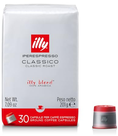 illy, Caffè in Capsule Iperespresso CLASSICO, 1 Confezione da 30 | 100% Arabica con Note di Fiori d'Arancio e Gelsomino, Gusto Morbido e Retrogusto Dolce