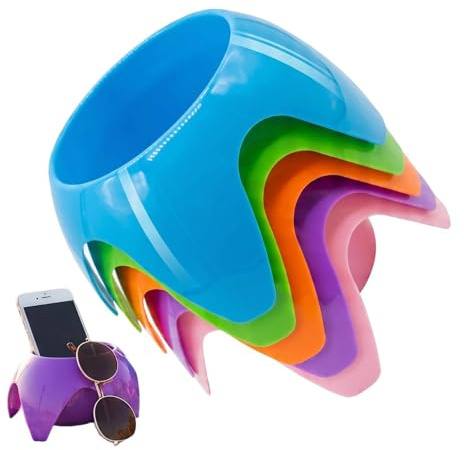 Niesel Porta bebidas de playa, 5 posavasos apilables sin , portavasos de exterior, camping, estadio, vacaciones, festivales, césped, pícnic,