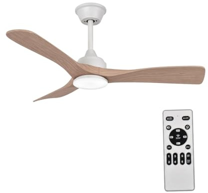 Ventilador de Techo con Luz y Mando a Distancia 106cm, Motor DC Silencioso, 3 Aspas plástico Efecto Madera Clara, Plafón LED Regulable 3 Tonos, Ventilador Moderno de Bajo Consumo（ Madera Clara)