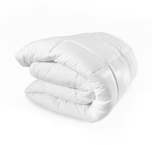 Bleu Calin Couette Très Chaude 2 Personnes, Sensation Duvet, Enveloppe coton, Blanc, 220x240 cm