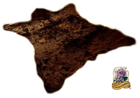 Premium Faux Fur Bear Skin Area Rug - Plush Shaggy Shag - Pelt - Hide - Sheepskin - Throw Carpet (5'x7', Grizzly Brown)