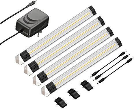 parlat LED Unterbau-Leuchte SIRIS Eckmontage flach je 30cm je 368lm warm-weiß 4er Set