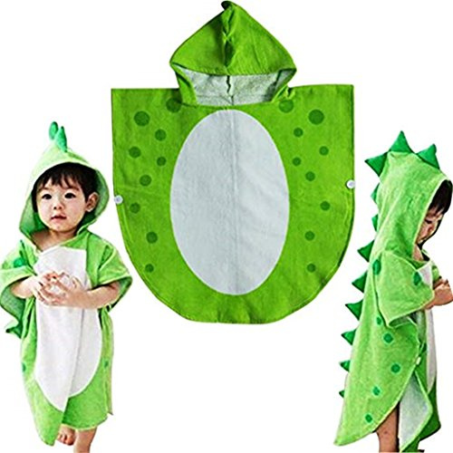 Drcool Kinder Badetuch Robe Kinder mit Kapuze Strand Schwimmen Poncho Dinosaurier Muster