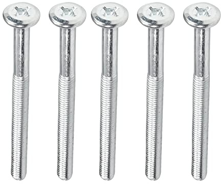 MroMax Lot de 5 vis cruciformes à tête plate M6 x 75 mm en acier au carbone à filetage mâle cruciforme, vis de serrage, vis d'assemblage pour meuble de lit double, étagère TV à suspendre au mur