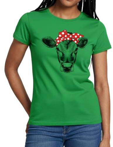 Rockabilly Bandana Kuh Frauen T-Shirt