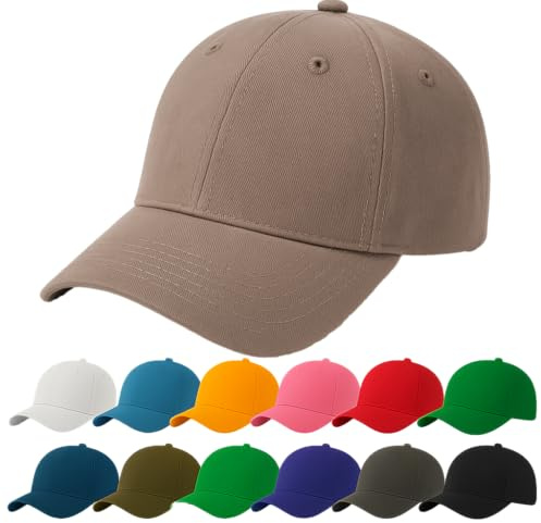 4sold Baseballkeps unisex, i bomull, ren färg, baseboard basebollkeps, BRUN, En Storlek