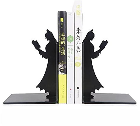 Kreative Buchstützen, Heavy Duty Metal Desktop Buchenden, Home Office Student Simple Study Crafts Dekoration Regale (Color : Black)