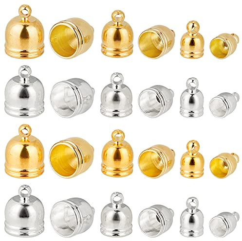 SUPERFINDINGS 120 STÜCKE 9~12mm Golden & Splitter Messing Kabelenden Steckverbinder Perfekte Endkappe Endkappen Fass Für Schnur Perlen Draht Schmuck Handwerk Herstellung