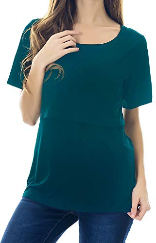 Smallshow Tops de enfermería Camisas de Manga Corta de Maternidad para Mujeres Ropa de Lactancia Materna
