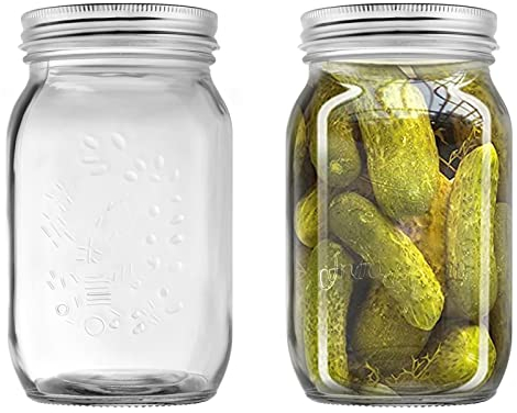 Mason Jar 1L,Barattoli di Vetro con Coperchio Barattoli per la Fermentazione,l'inscatolamento di Sottaceti,Cetrioli,Pomodori per Conservare Pasta,Biscotti,Noci,Caramelle e Fagioli,Confezione da 2