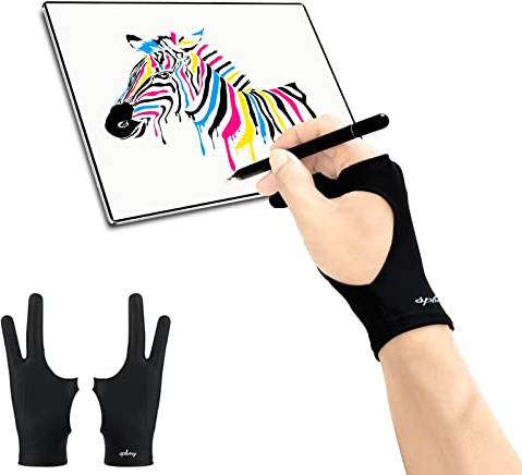 SPBMY Drawing Glove 2 Pack, Two-Finger Artist Glove for Drawing Tablet, Paper Sketching, iPad, Digital Art, Right Hand and Left Hand, Black, S: 2.95x7.48 Inches
