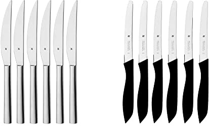 WMF Steakmesser-Set 6-teilig Nuova Cromargan Edelstahl rostfrei poliert & Classic Line Frühstücksmesser Set 6-teilig, 23 cm, Brötchenmesser Wellenschliff, Brotzeitmesser, Spezialklingenstahl, schwarz