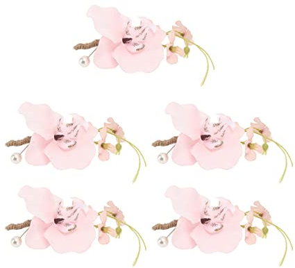 ZHDOKA 5 Stück Gefälschte Orchideen-Boutonniere mit Anstecknadeln, Bräutigam Trauzeuge Ansteckblume für Hochzeit, Party, Abschlussball, Mann, Anzug, Dekoration(Rosa)