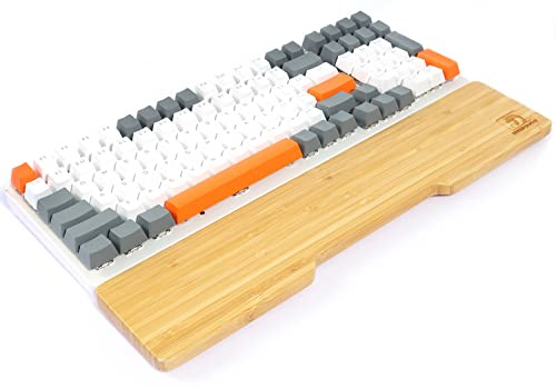 MAMBASNAKE Bamboo Wrist Rest for 98-key TKL Keyboard,Class A 100% Pure Bamboo,Ergonomic Keyboard Palm Rest,Solid Wooden Feel Wrist Pad with Anti-Slip Rubber Feet,Durable,Pain Relief,Easy Typing/Gaming