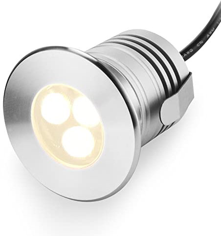 CNBRIGHTER LED Underwater Pool Lights, 3W,12V-24V DC, IP68 Waterproof,Stainless Steel Aluminum,for In-Ground Swimming Pools Steps Ponds Fountains (Warm-3000K)