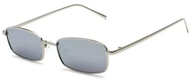 WDZAYXC Klassische Rechteckige Sonnenbrille Retro Schlanke Metallrahmen Gläser Vintage Rechteck Candy Farbe Sonnenbrille(Silber/Silber reflexion)
