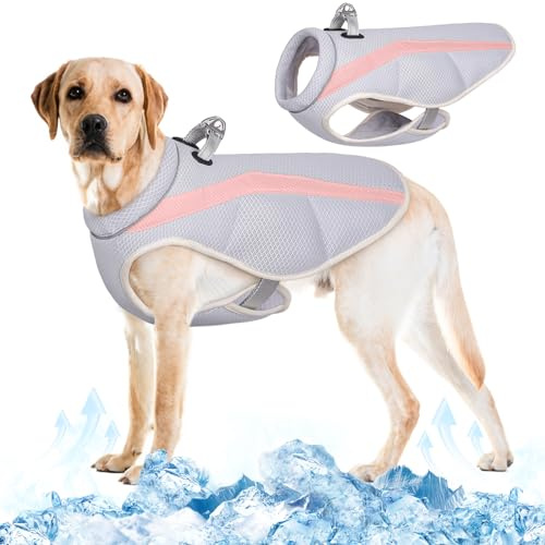 Kuoser Kühlweste für Hunde, Einstellbar & Reflektierender Kühlweste Hund für Heißen Sommertag, Sonnenschutz Hunde Kühlweste Kühl Hund für Outdoor Aktivitäten Wandern Spaziergang
