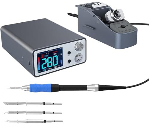 XLTEAM Stazione di Saldatura, Stazione di Rilavorazione Ad Aria Calda Stazione di Saldatore, con Kit Maniglia, Temperatura Regolabile 100-450°C, Induzione del Sonno in Tempo Reale