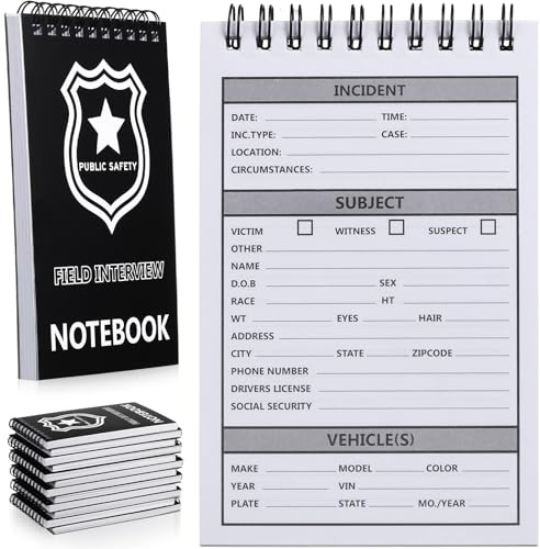 Teling 12 Pcs Public Safety Police Field Interview Notebook Report Notepad for Law Enforcement Officer Gifts Ticket Book Notebook Cop Interview Equipment Accessories, 70 Sheets/ 140 Pages(3x5 Inch)