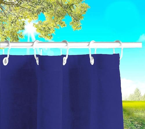 Byour3 - Tende Da Sole Per Esterno SU MISURA Con Anelli In Metallo Impermeabile Antimuffa a Caduta Laterali Tenda Gazebo Parasole Oscuranti Cotone Resinato Terrazzo Balcone Veranda (Blu, L.145x285h)