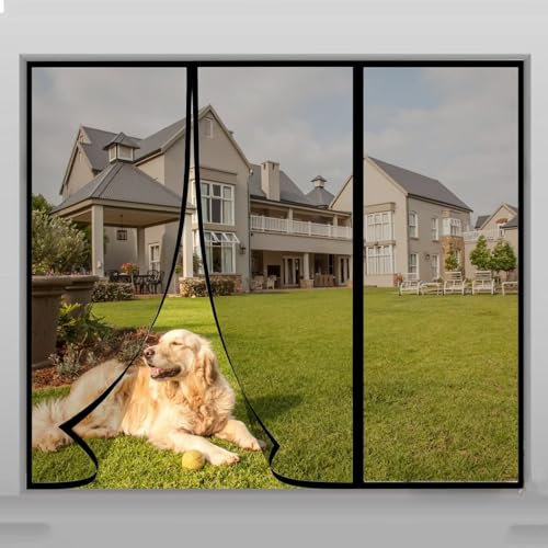 Magnetisches Fliegengitter für Türfenster 300x230cm, Anti-Mücken-Vorhang, Balkontüren, Wohnzimmertüren, Außentüren, Schiebetüren Schwarz