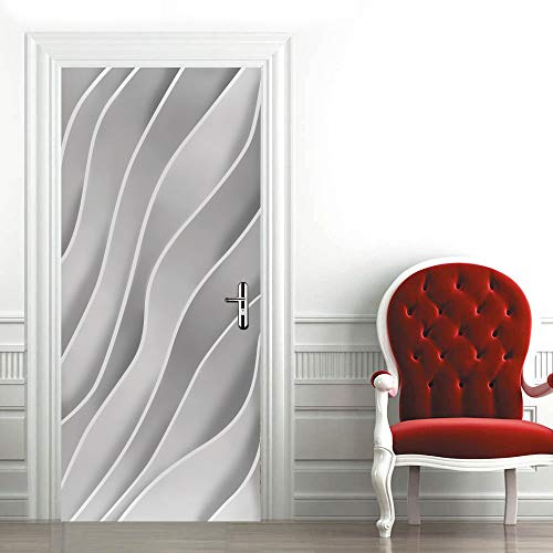 Tür Bekleben mit Türtapete Selbstklebend Türposter 3D Effekt Türaufkleber Fototapete Tür verschönern mit Türfolie Abziehen und Aufkleben Tür Sticker 100x210 cm Weiß&Abstract