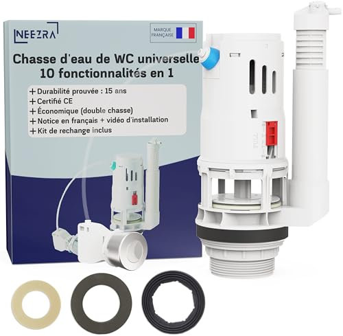 Chasse d'Eau WC Universel – Installation Facile avec Notice en Français et Vidéo – Durabilité 15 Ans, Compatible Tous WC