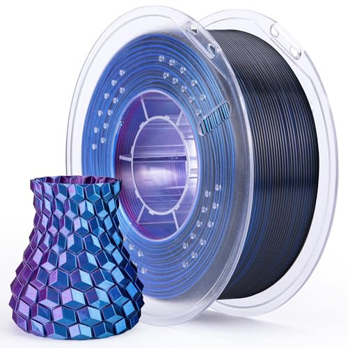 ELEGOO Silk PLA Filament 1.75mm Blau Lila Schwarz 1kg, Glänzendes Mehrfarbig 3D-Druckerfilament PLA Mit Hoher Maßhaltigkeit, 1KG Spule Für Die Meisten 3D Drucker