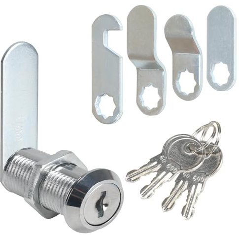 Luabue Serrure de Boîte aux Lettres 30mm avec 5 Plaques de Verrouillage Différentes et 4 Clés - à Levier pour Portes d'Armoire