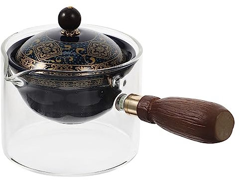 MAGICLULU Ceramic Side Handle Tea Pot 360° Rotating Traditional Teapot Heat Resistant Tea Brewing Tool Home Use Glass Blue