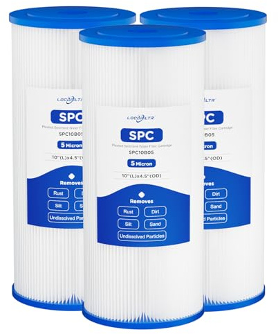 Whole House - Cartucho de filtro de agua plisado de 5 micras, 10 x 4,5, repuesto para W5CPHD, CP5-BBS, CP5-BB, ECP5-BB, 255490-43, SPC-45-1005, FM-BB-10-5, SPF-45-1005, PE-F10B-5 (paquete de 3)