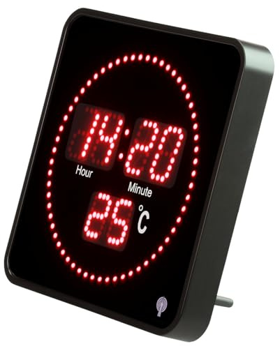Lunartec Digitale Wanduhr: Flache LED-Funk-Tisch- und Wanduhr, Temperatur-Anzeige, rote LEDs (Funk-Uhr, mit Beleuchtung, Digital)
