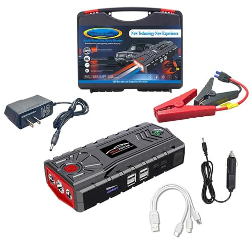 HTDRE Batterie Externe pour Voiture, 32 000 mAh, démarreur de Voiture Portable, 3 Modes d'éclairage LED, boîtier de démarrage Automatique étanche pour véhicules, camions, SUV