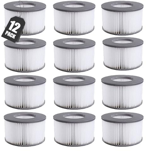 KGC Ersatz Filterkartuschen für MSpa Filter, Ersatzfilter kompatibel mit Whirlpool MSpa Modelle ab 2020, Filterkartusche Wasserfilter für Aufblasbare Pools,Heiße U-Boote und Spa (12 PCS)