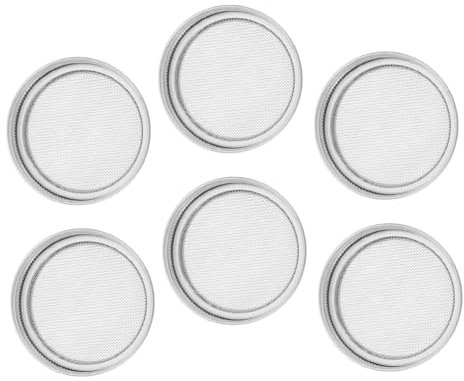 VOSAREA 6pezzi Coperchi in Rete Di Acciaio Inossidabile Per Barattoli Per Coltivazione Di Germogli Di Soia e Insalata Kit Per Giardinaggio Con Drenaggio Facile