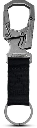 Ahiller Carabiner Clip Double-Lock Design,3”Keyring Zinc Alloy Car Keychain Camping Cycling Backpack Accessories(Black-1P)