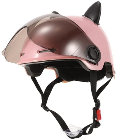 Demi-Casque Décoratif en Abs à Oreilles de Chat, Style Demi-Helmet | Trottinette Electrique Rose, Casque Conçu Chat, Casque à Oreilles de Chat Mignonnes