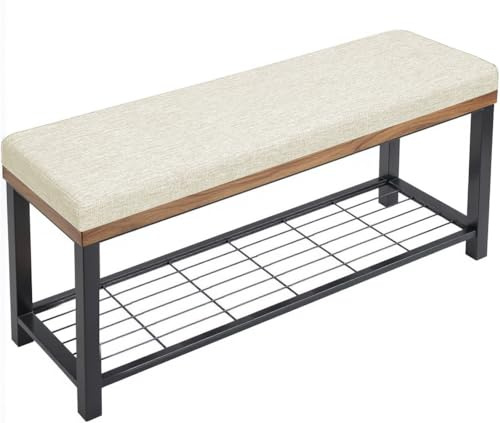 ELYSYSRL Bankkissen aus Leinen Bankauflage 120x40 150x50 100x40 180x40 cm Sitzkissen Outdoor & Indoor, Bankpolster, Bezug waschbar, Unterseite Antirutsch(Beige,110x40x3cm)