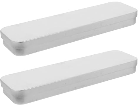 Angoily 2pcs Silver Tinplate Pencil Case Storage Box Multi-Functional Metal Pen Holder for Students Stationery Organization and Tool Storage