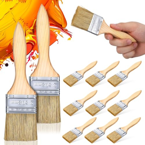 VILLCASE 30 Stück 45mm Malerpinsel Set, Flachpinsel Set, Lackpinsel mit Holzgriff, Lasurpinsel Holzpinsel Farbpinsel für Farben, Lack, Malerbedarf, Beizen, Klebstoffe, Holzöl, DIY
