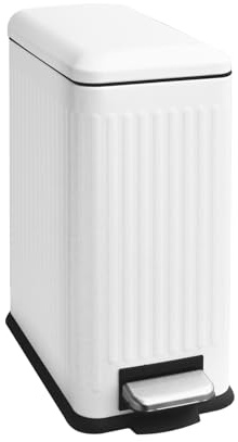 JM ·YIPENG Bathroom Bin, 10 L Pedal Bin with Soft Close Lids, Slim Bin with Removable Inner Bucket,Stainless Steel Bins for Bathroom,Bedroom and Office,Embossed Design