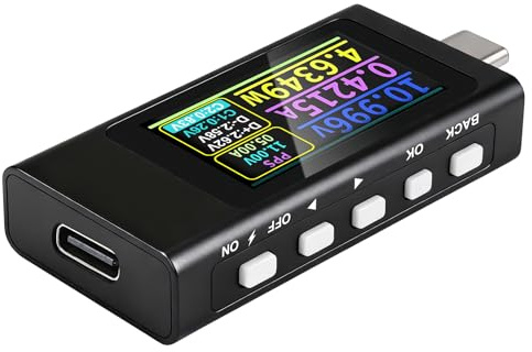 Testeur USB C Meter de Tension Testeur USB Multimètre Numérique Compteur de Courant DC4-30V 0-12A Écran Numérique IPS Prend en Charge Plusieurs Protocoles de Charge Rapide KWS-X1
