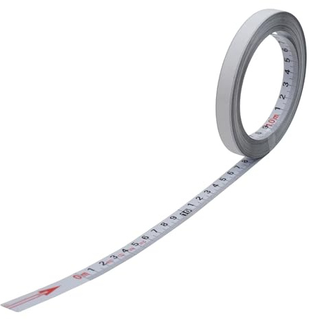 FUANA Mètre ruban adhésif 10 m avec échelle centrale, en acier au carbone et revêtement en nylon, imperméable et résistant à la rouille pour établi, machine de bureau, mur