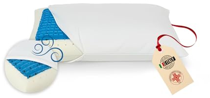 B M Cuscino Cervicale per Dormire Memory Foam inserto blu – Cuscino per Cervicale Ortopedico – Guanciale Ergonomico Supporto Collo e Testa – Federa Traspirante Ipoallergenica Lavabile – Made in Italy